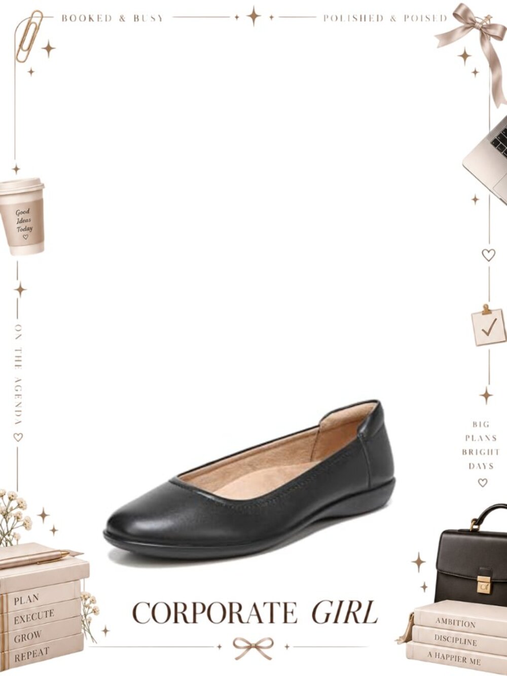 Naturalizer Flexy Ballet Flat Women's Leather Round Toe Slip On Comfort Shoe